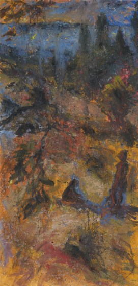 crépuscule Safavide, Drôme, Tempera sur papier marouflé, 250 x 122 cm, 2017